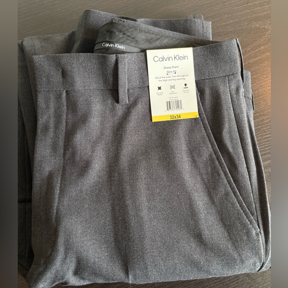 Calvin Klein Slim Fit Dress Pants | Gray | 32x34 | New With Tags